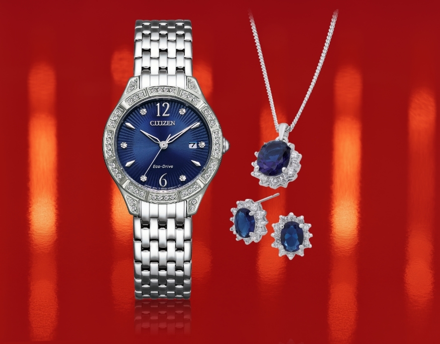 Blue citizen watch and  jewellery 