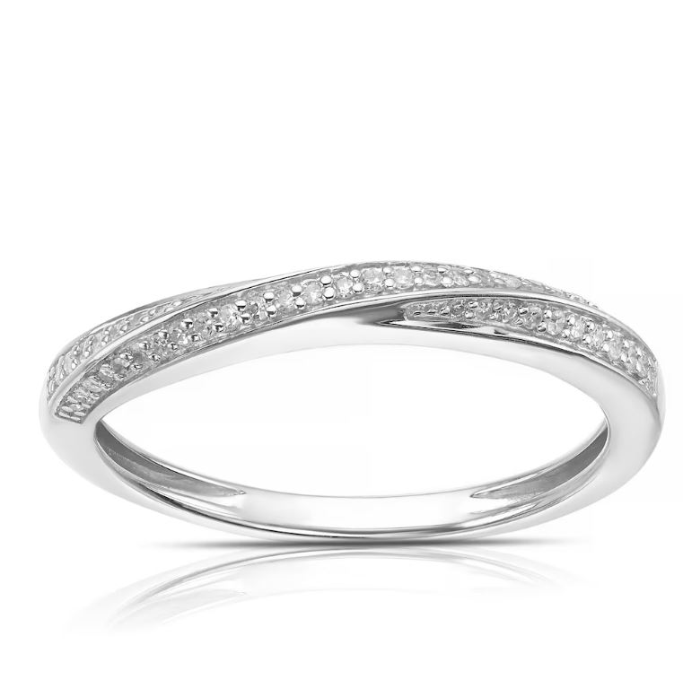Sterling Silver 0.10ct Total Diamond Wave Eternity Ring