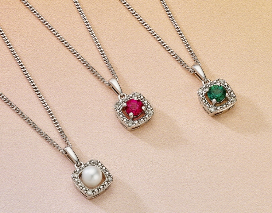 Ruby and birthstone necklaces