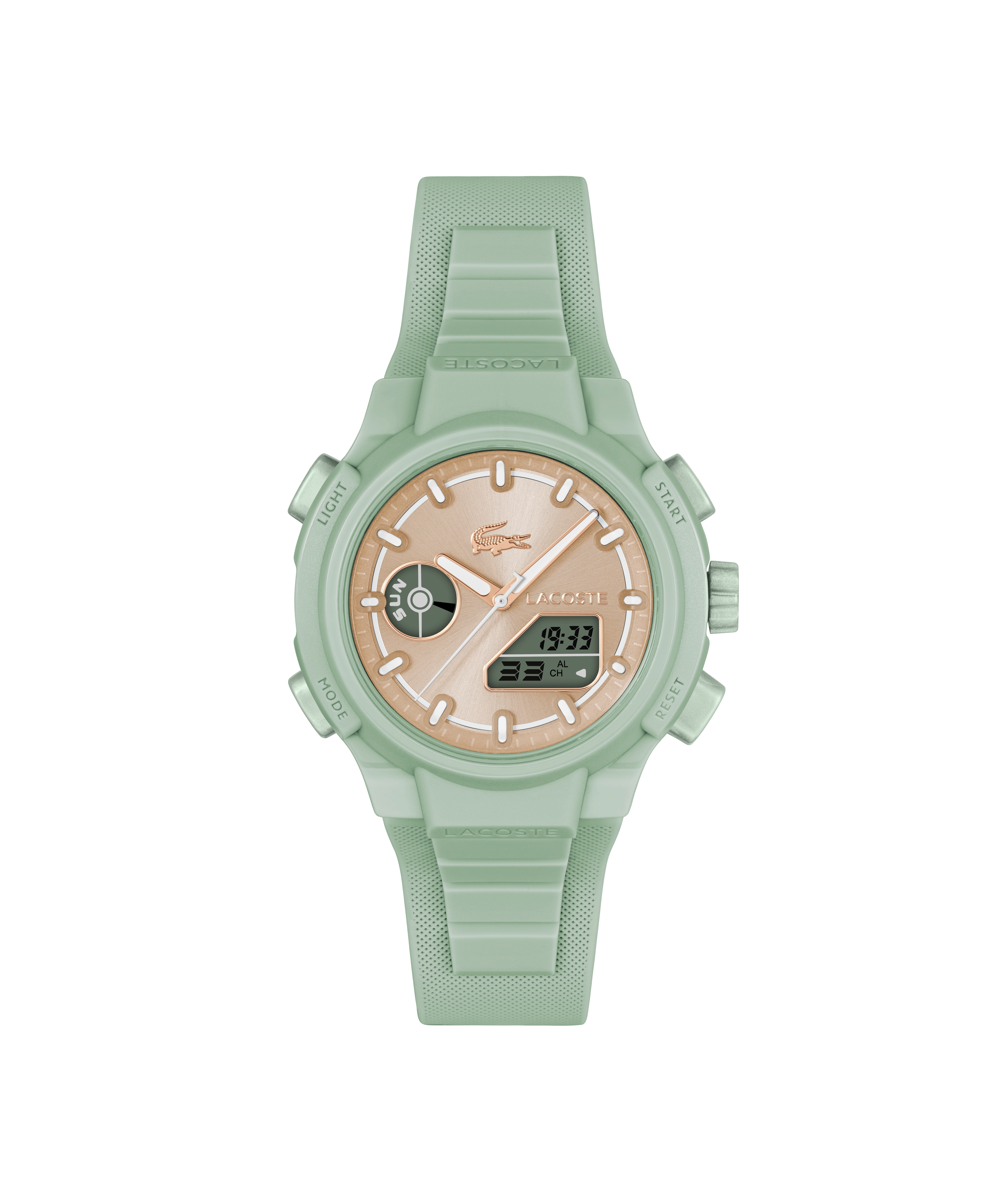 Lacoste Women's LC33 Champagne Dial Green Silicone Strap Watch