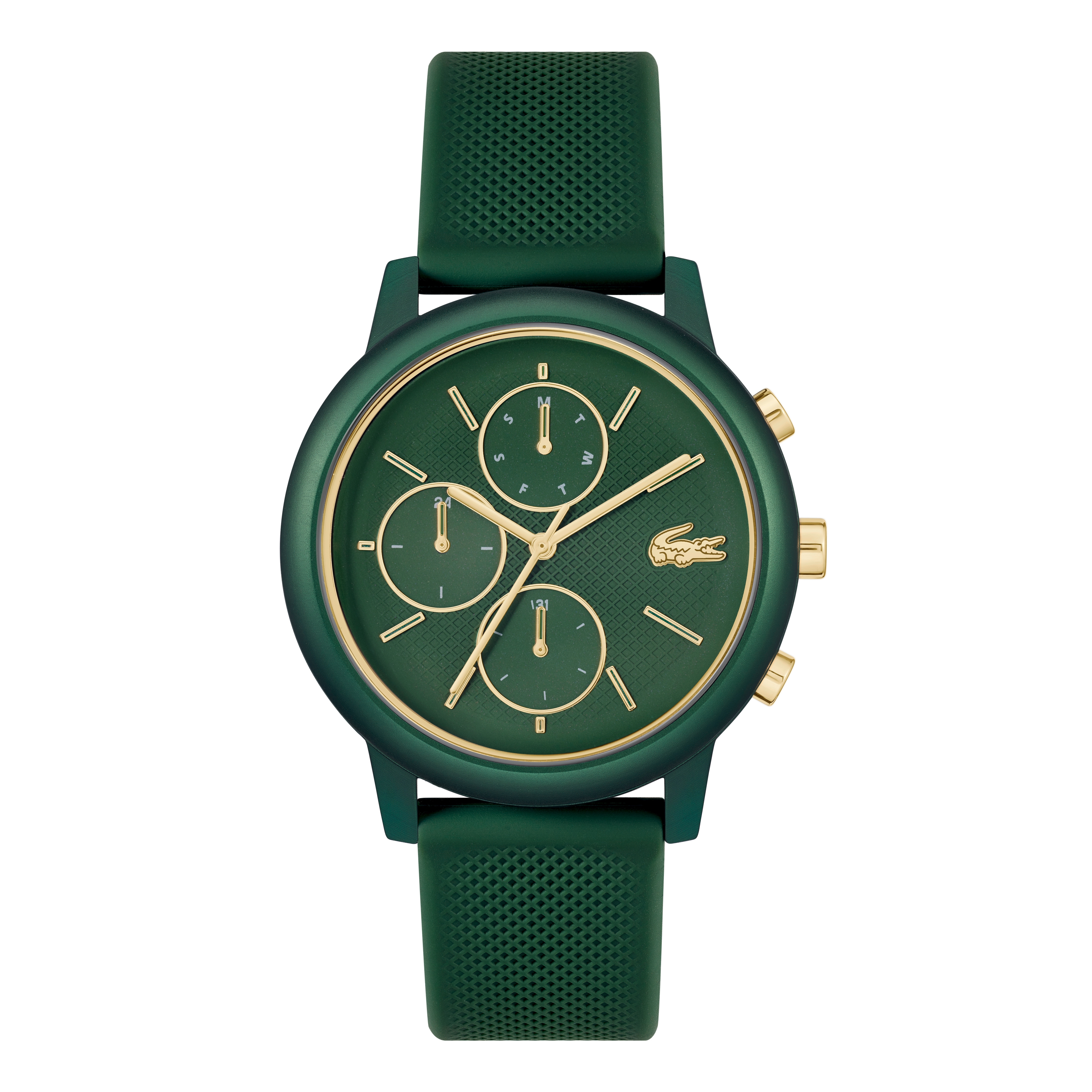 Lacoste Men's 12.12 Move Green Dial Multifunction Green Silicone Strap Watch